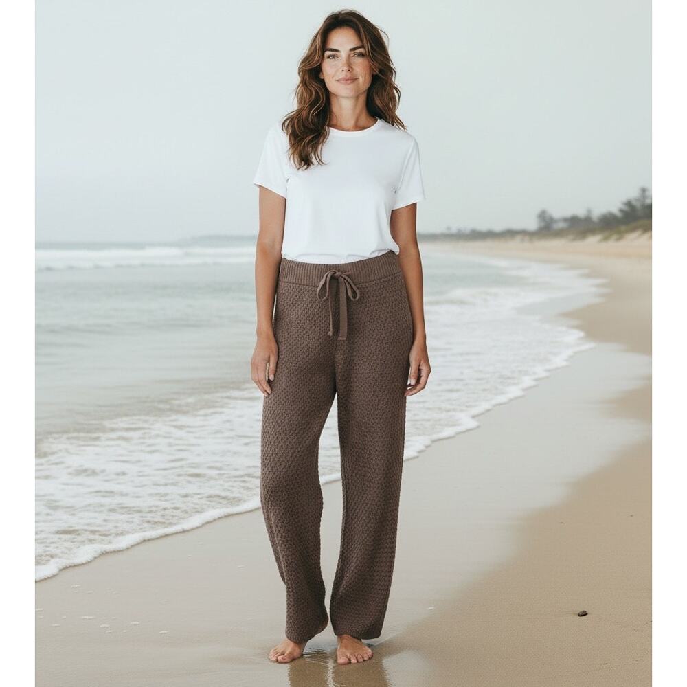 Zara Women's Brown Crochet Drawstring Pants Size Large